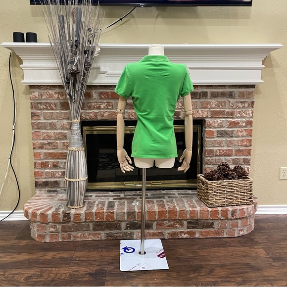 Express vintage emerald green polo w/large white lion logo embroidery / S / EUC - Picture 10 of 13